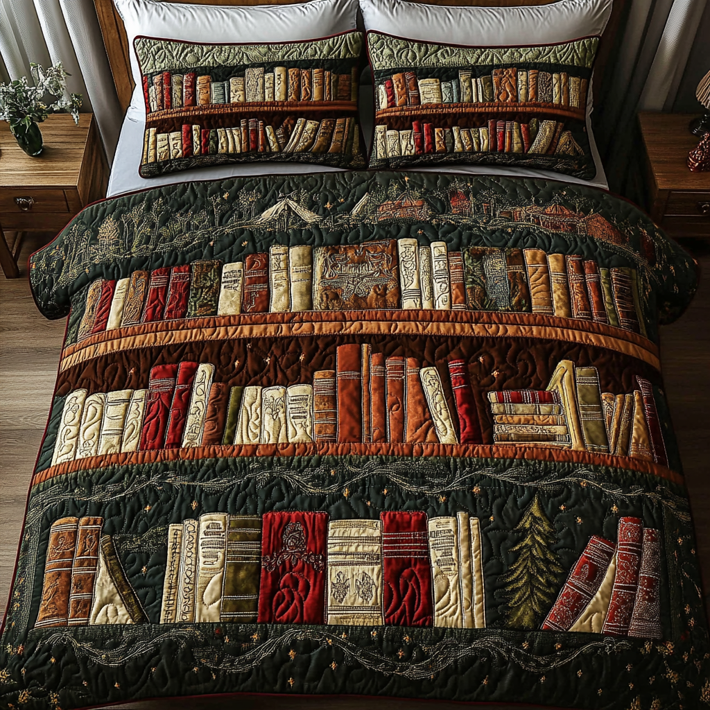 Literary Comfort Quilted Bedding Set Christmas Gifts For Book Lovers