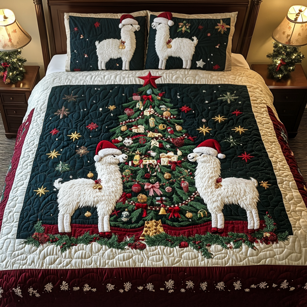 Llama Festivities Quilted Bedding Set Llama Gifts For Her