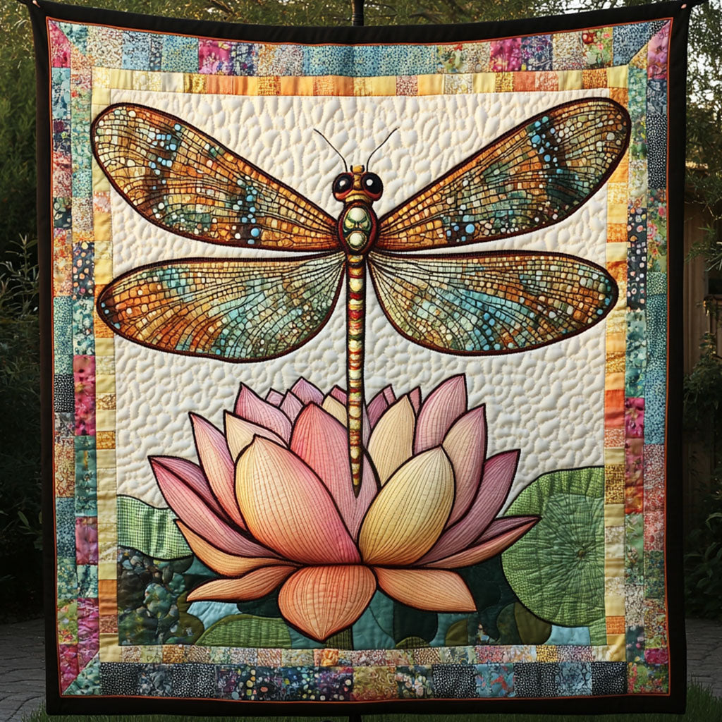 Luminous Bloom Quilted Blanket Nice Throw Blanket Birthday Gifts For Dragonfly Lovers