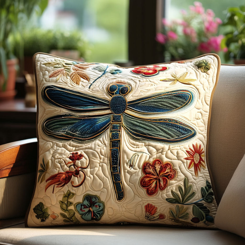 Luminous Hover Quilted Pillow Case Decorative Throw Pillow Covers Unique Dragonfly Gifts