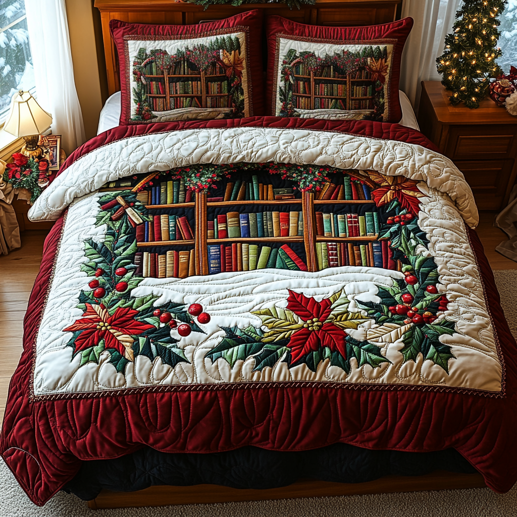 Magical Book Haven Quilted Bedding Set Gift Ideas For Book Lovers