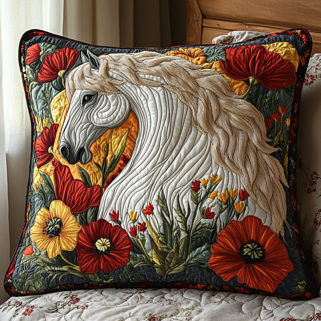 Majestic Horse Quilted Pillow Case Decorative Pillow Cases Gifts For Horse Racing Fans