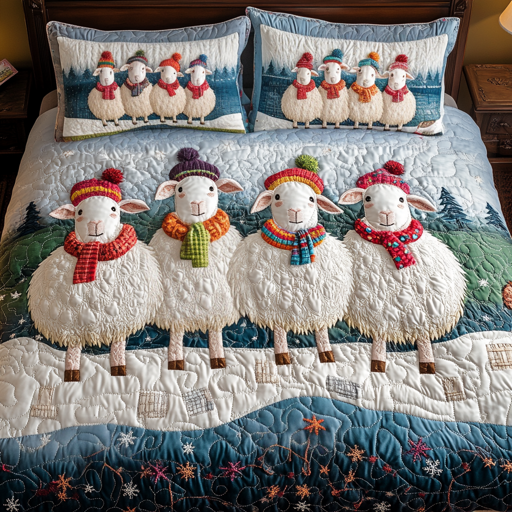 Merry Sheep Quilted Bedding Set Novelty Sheep Gifts