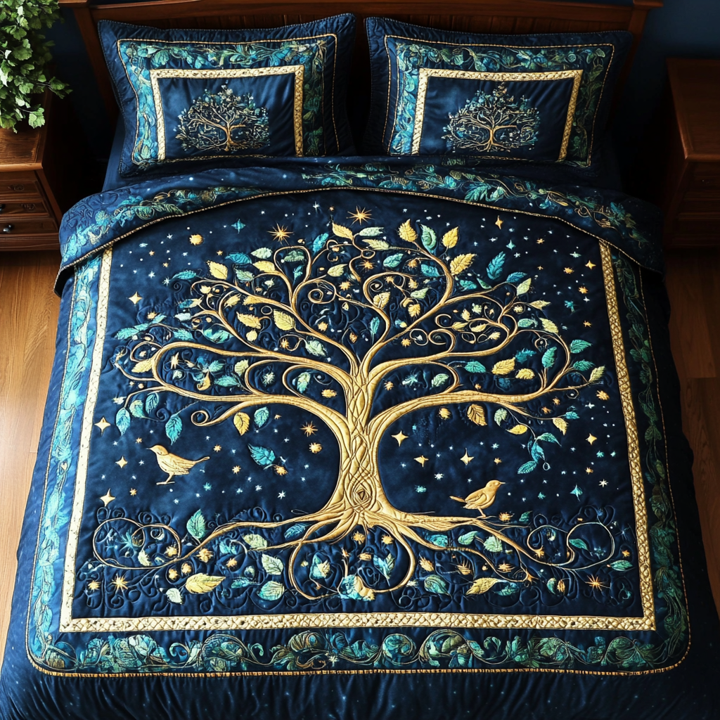 Midnight Garden Harmony Quilted Bedding Set Perfect Gift For Girlfriend