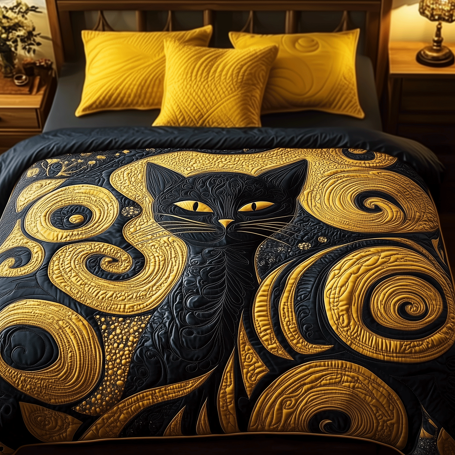 Midnight Majesty Quilted Bedding Set Best Cat Gifts