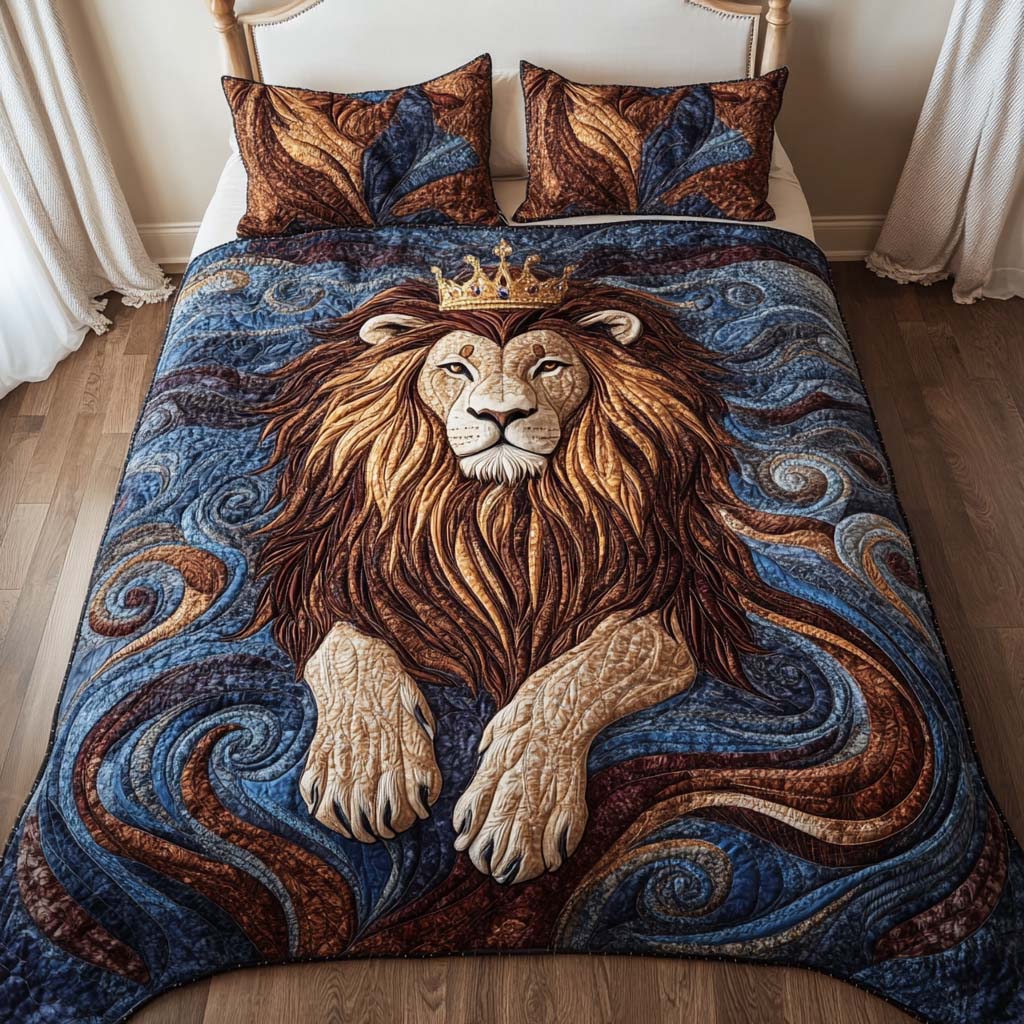 Mighty Roar Quilted Bedding Set Unique Lion Gifts