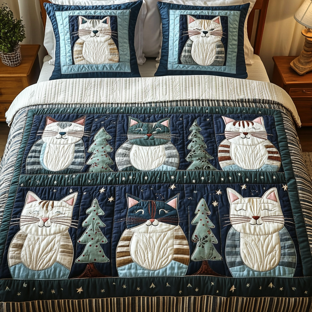 Milky Way Meows Quilted Bedding Set Cat Gifts