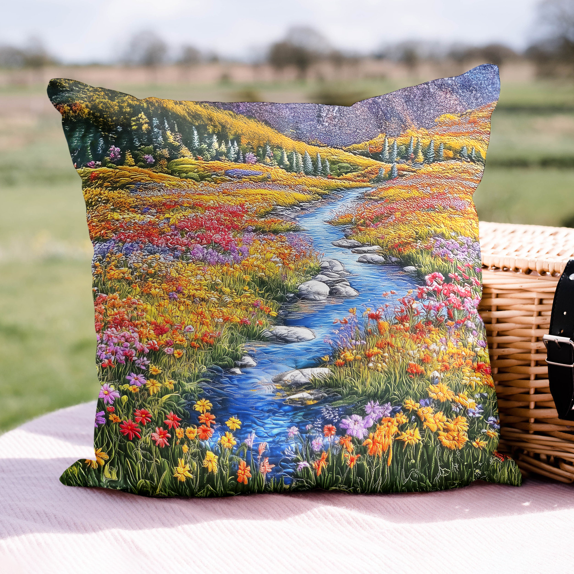 Mountain Stream Bliss Quilted Pillow Case Decorative Throw Pillow Covers Best Butterfly Gifts