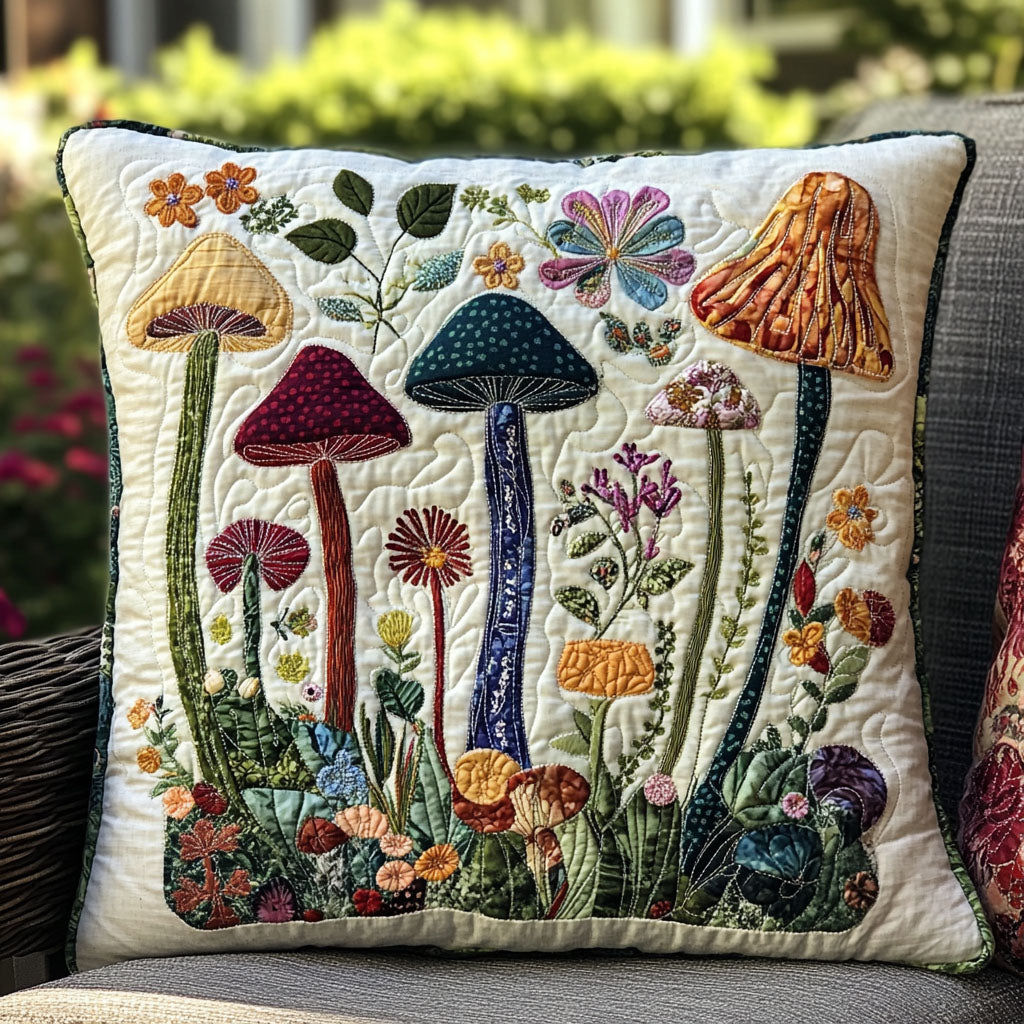 Myco Magic Quilted Pillow Case Decorative Throw Pillow Covers Cute Mushroom Gifts