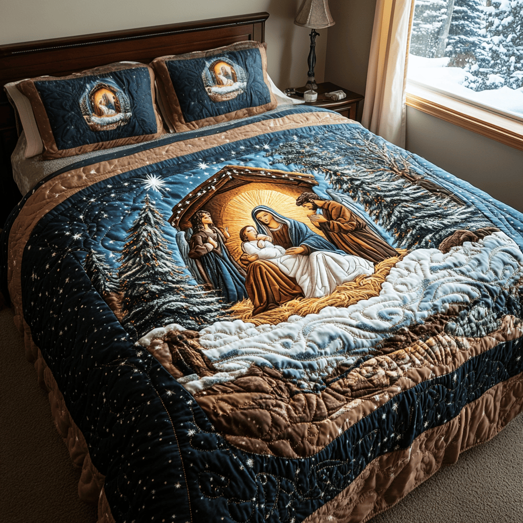 Nativity Peace Quilted Bedding Set Secret Santa Gift Ideas
