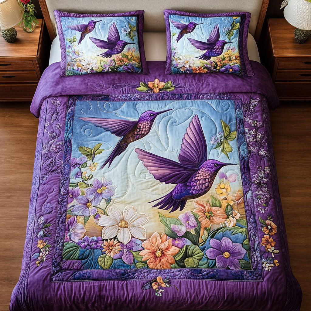 Nature Acrobat Quilted Bedding Set Unique Hummingbird Gifts