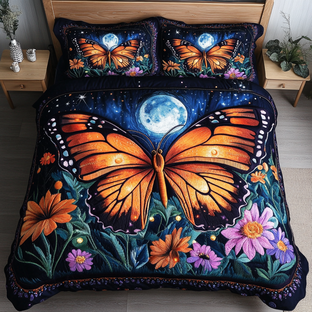 Nature Jewel Quilted Bedding Set Butterfly Gifts For Women