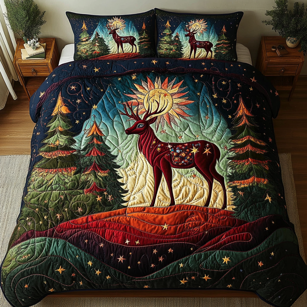 Nature Noble Quilted Bedding Set Deer Gifts For Him
