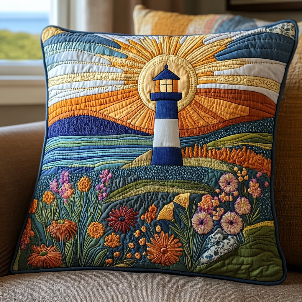 Nautical Beacon Quilted Pillow Case Best Throw Pillow Covers Best Lighthouse Gift Items