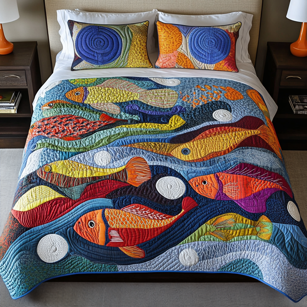 Nautical Whimsy Quilted Bedding Set Ocean Themed Gift Ideas