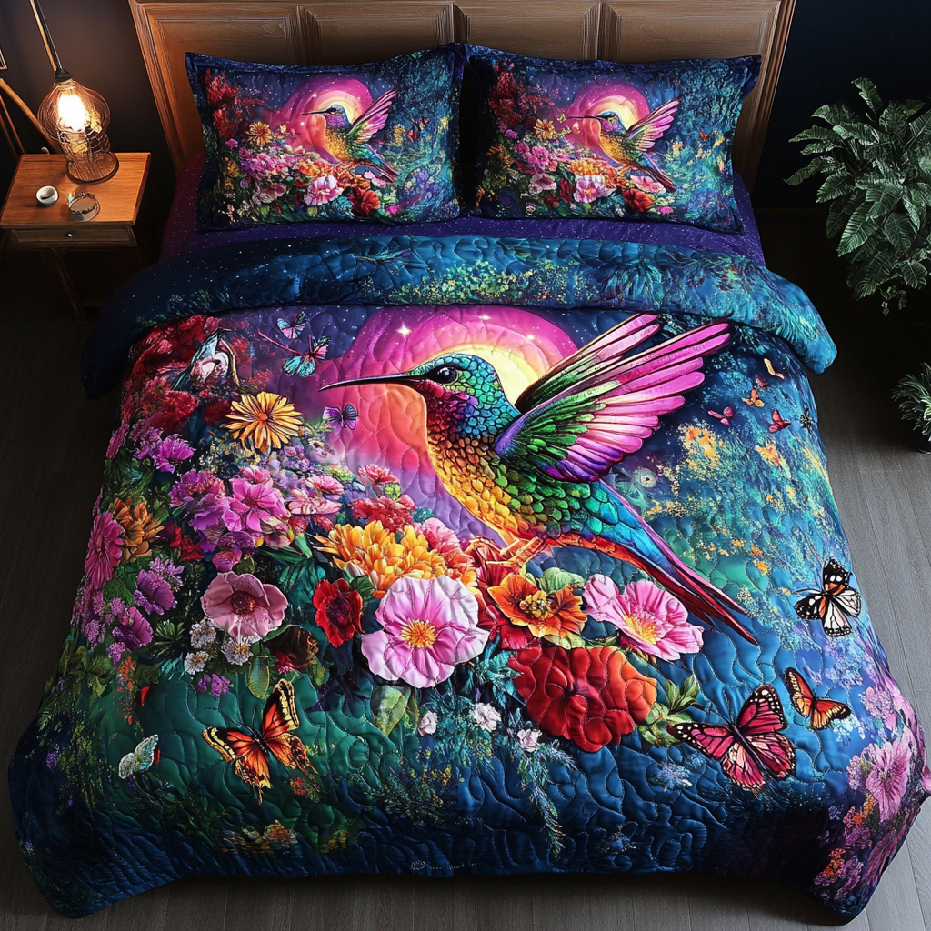 Nectar Dreams Quilted Bedding Set Hummingbird Gifts For Her