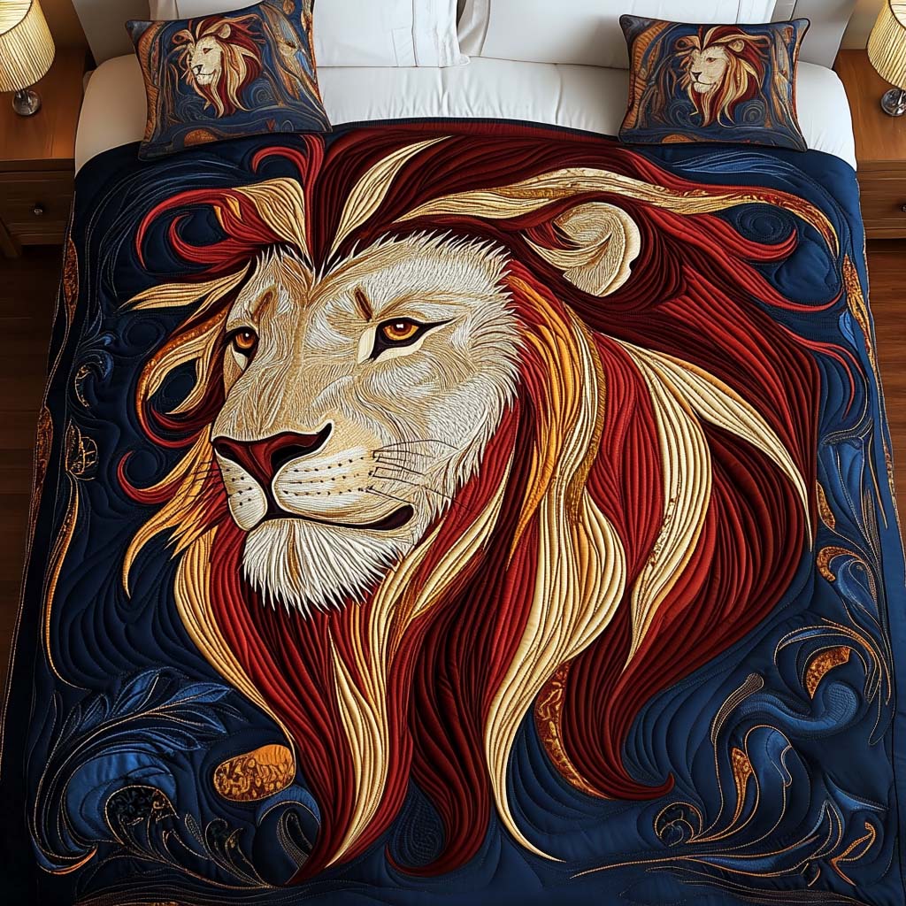 Noble Spirit Quilted Bedding Set Lion Related Gifts