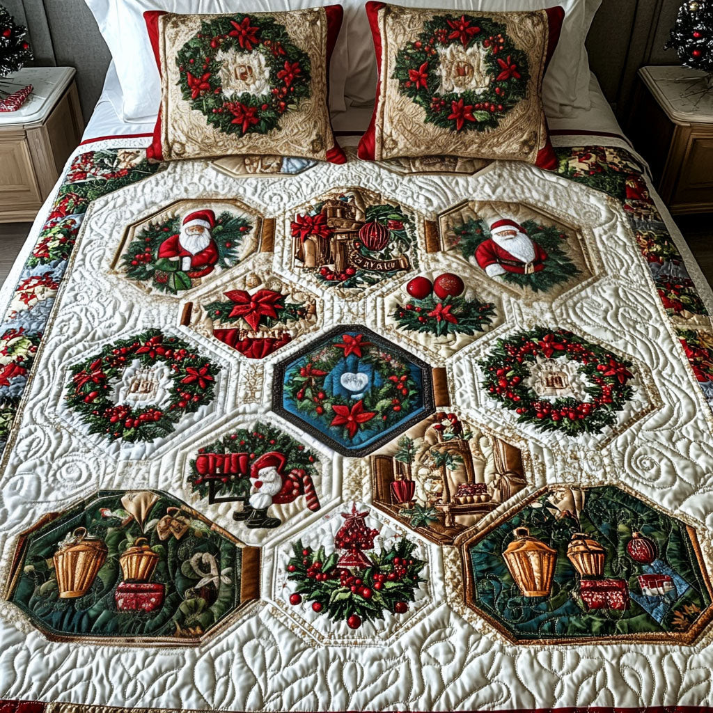 Noel Charm Spread Quilted Bedding Set Christmas Gifts For Dad
