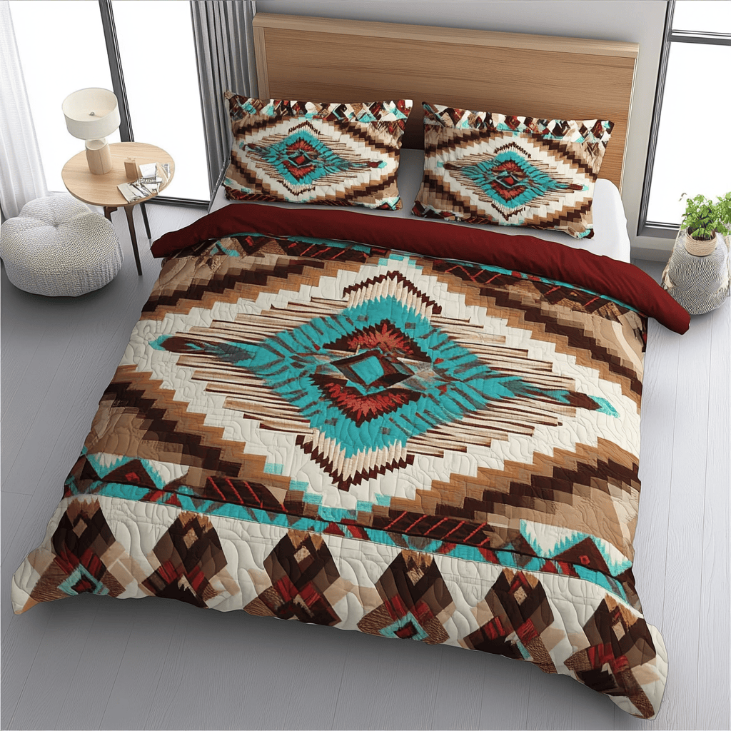 Nomadic Spirit Quilted Bedding Set Native American Gifts For Him