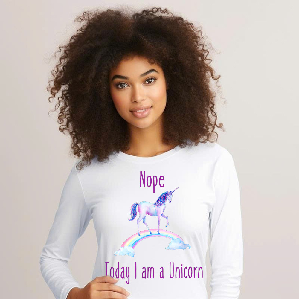 Nope Today I am a Unicorn Long Sleeve Shirt Gifts for Unicorn Lovers Ideas Birthday For Daughter Basgiathsweatshirts - Image 2