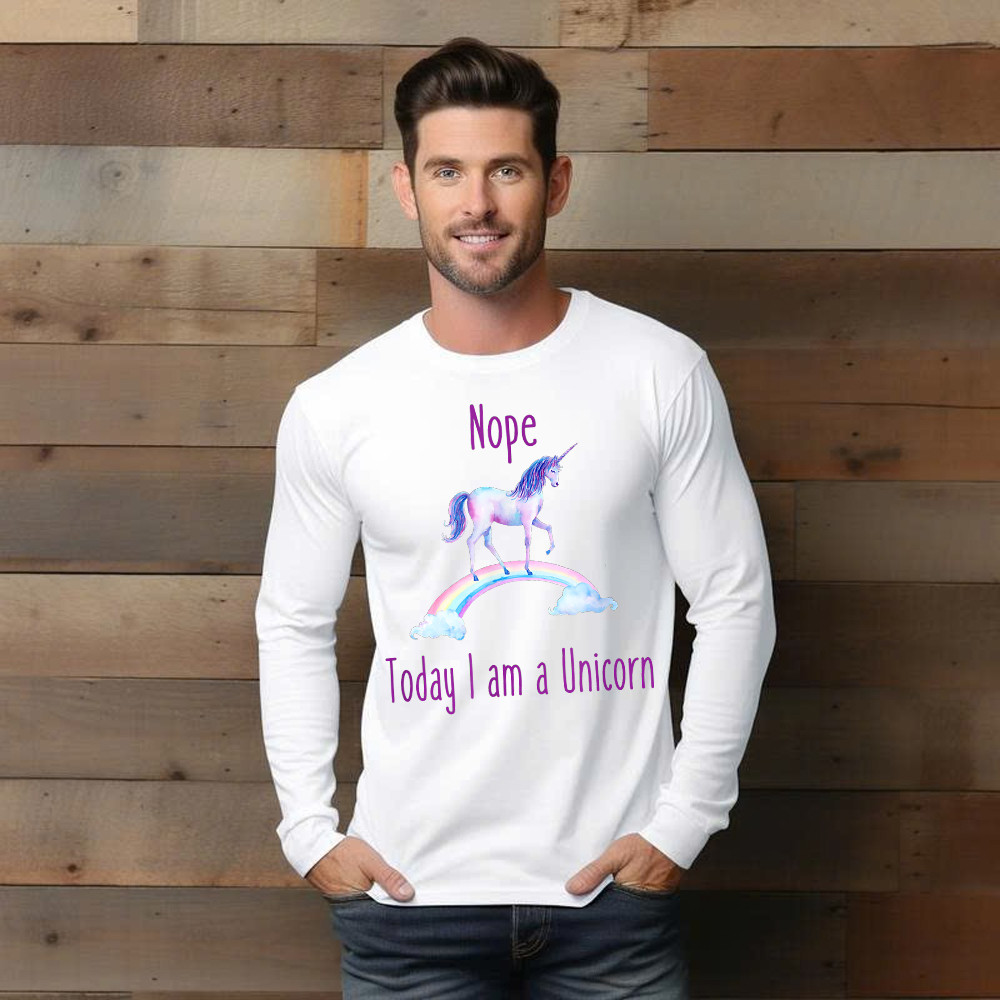 Nope Today I am a Unicorn Long Sleeve Shirt Gifts for Unicorn Lovers Ideas Birthday For Daughter Basgiathsweatshirts - Image 3
