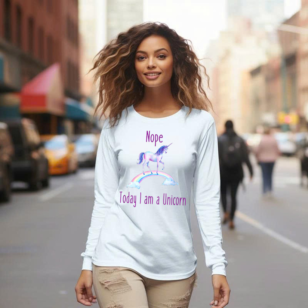 Nope Today I am a Unicorn Long Sleeve Shirt Gifts for Unicorn Lovers Ideas Birthday For Daughter Basgiathsweatshirts - Image 4