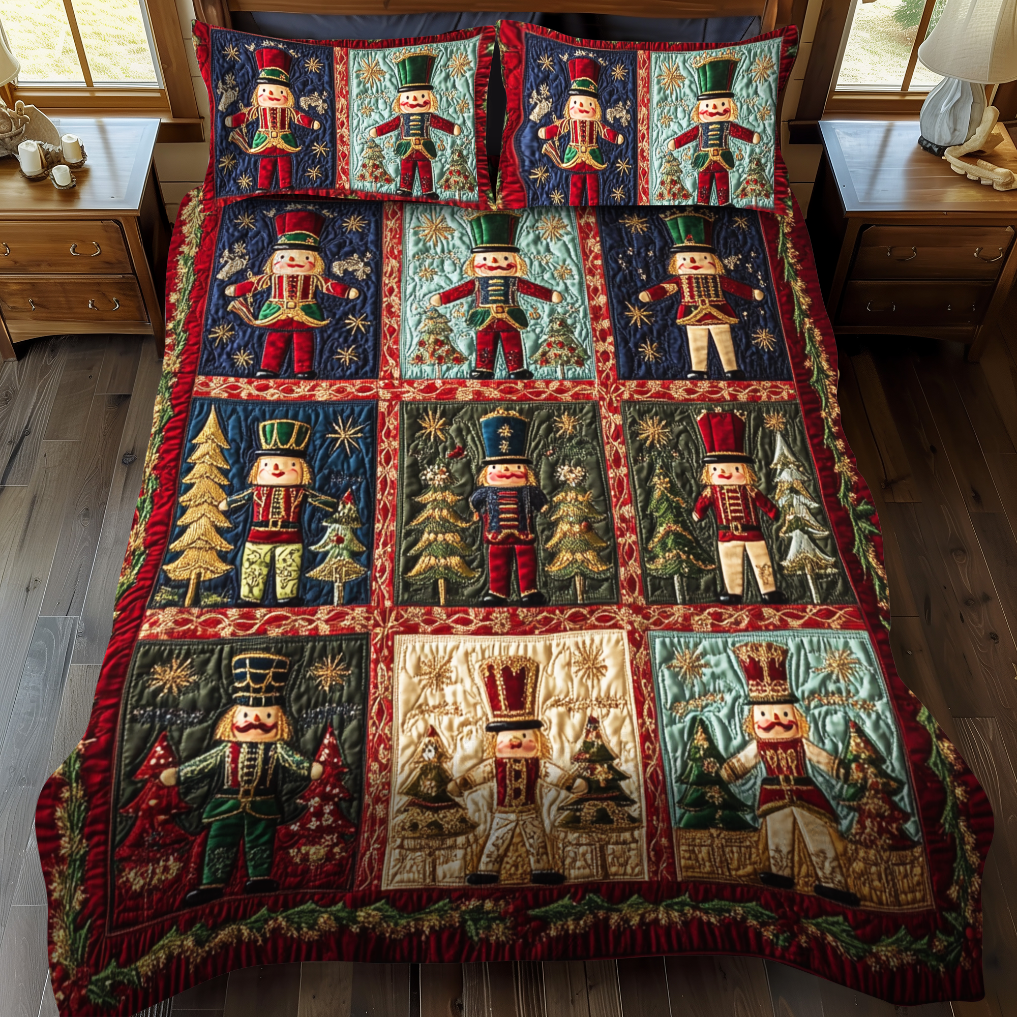 Nutcracker Nights Quilted Bedding Set Father Daughter Gifts