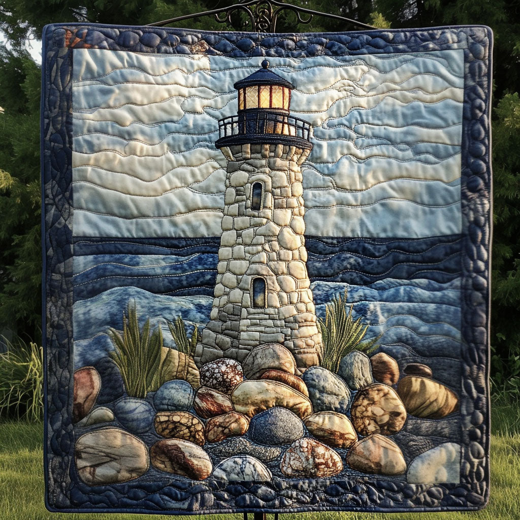 Ocean Sentinel Quilted Blanket Cute Throw Blanket Lighthouse Presents