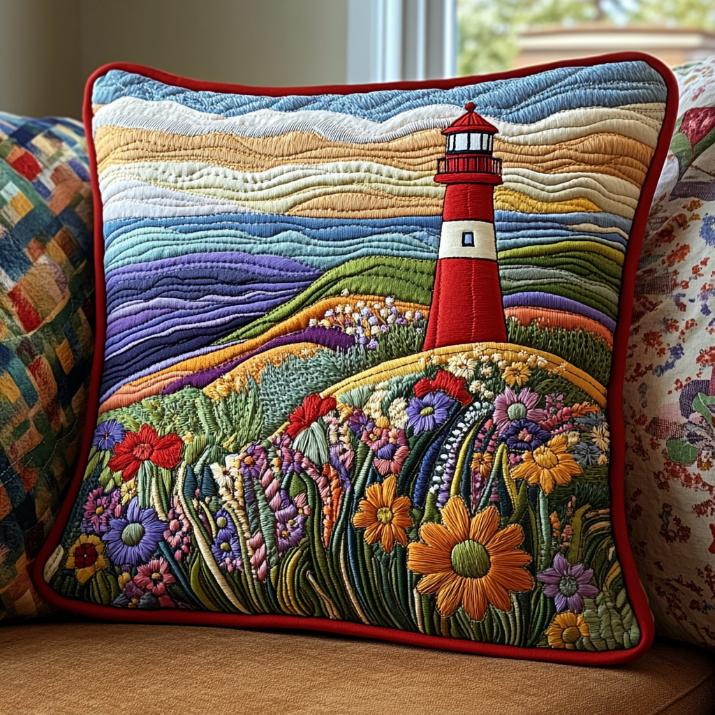 Ocean Watch Quilted Pillow Case Home Decor Pillow Covers Lighthouse Presents
