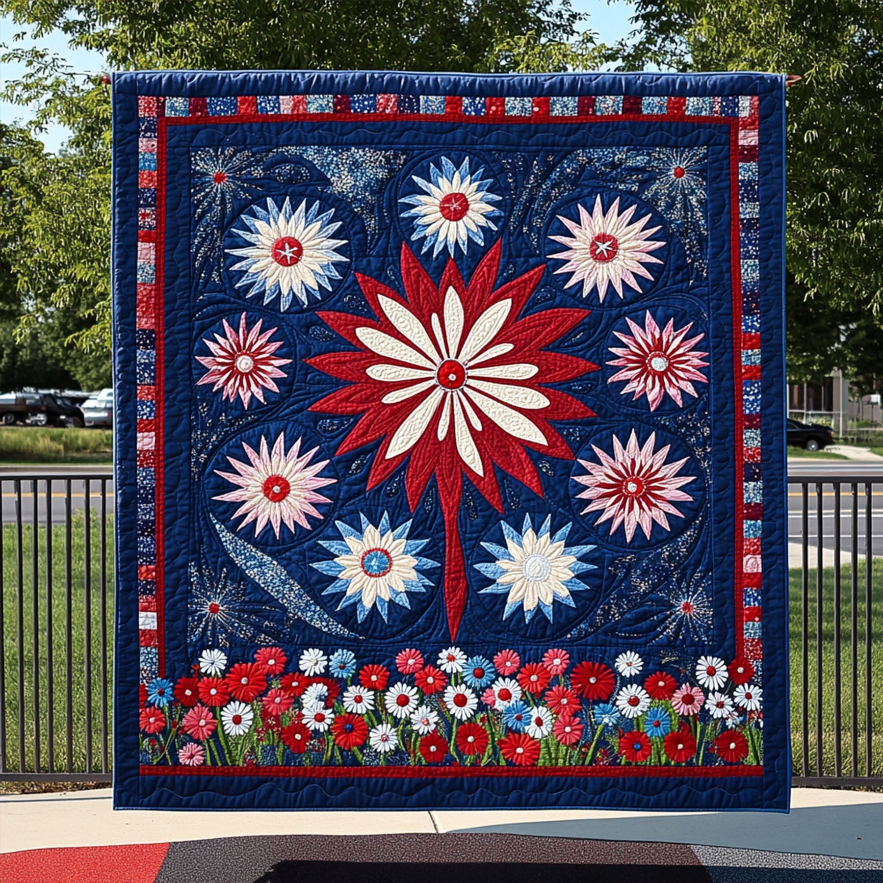 Patriotic Burst Quilted Blanket Best Throw Blanket Patriotic Gift Items
