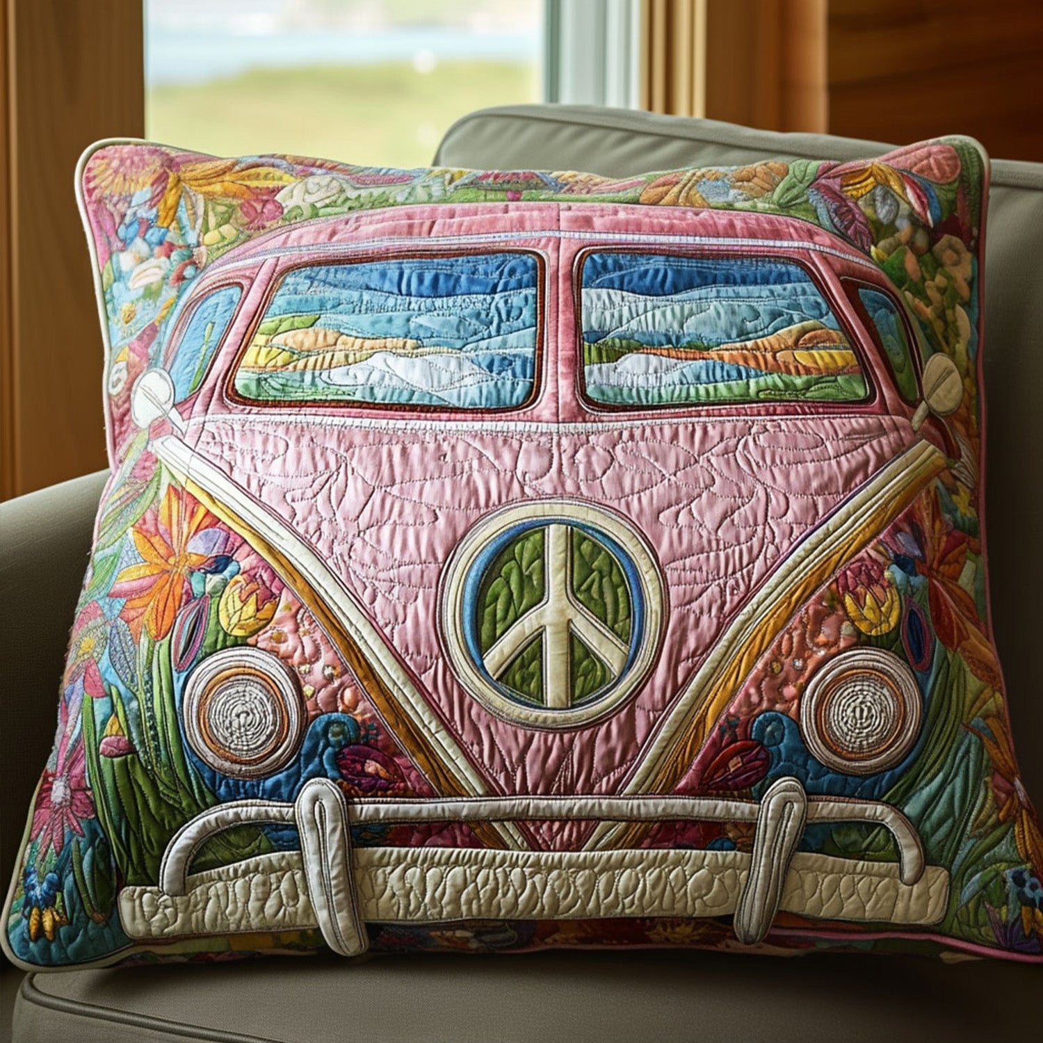 Peaceful Wanderlust Quilted Pillow Case Cute Pillow Covers Unique Gifts For Hippies
