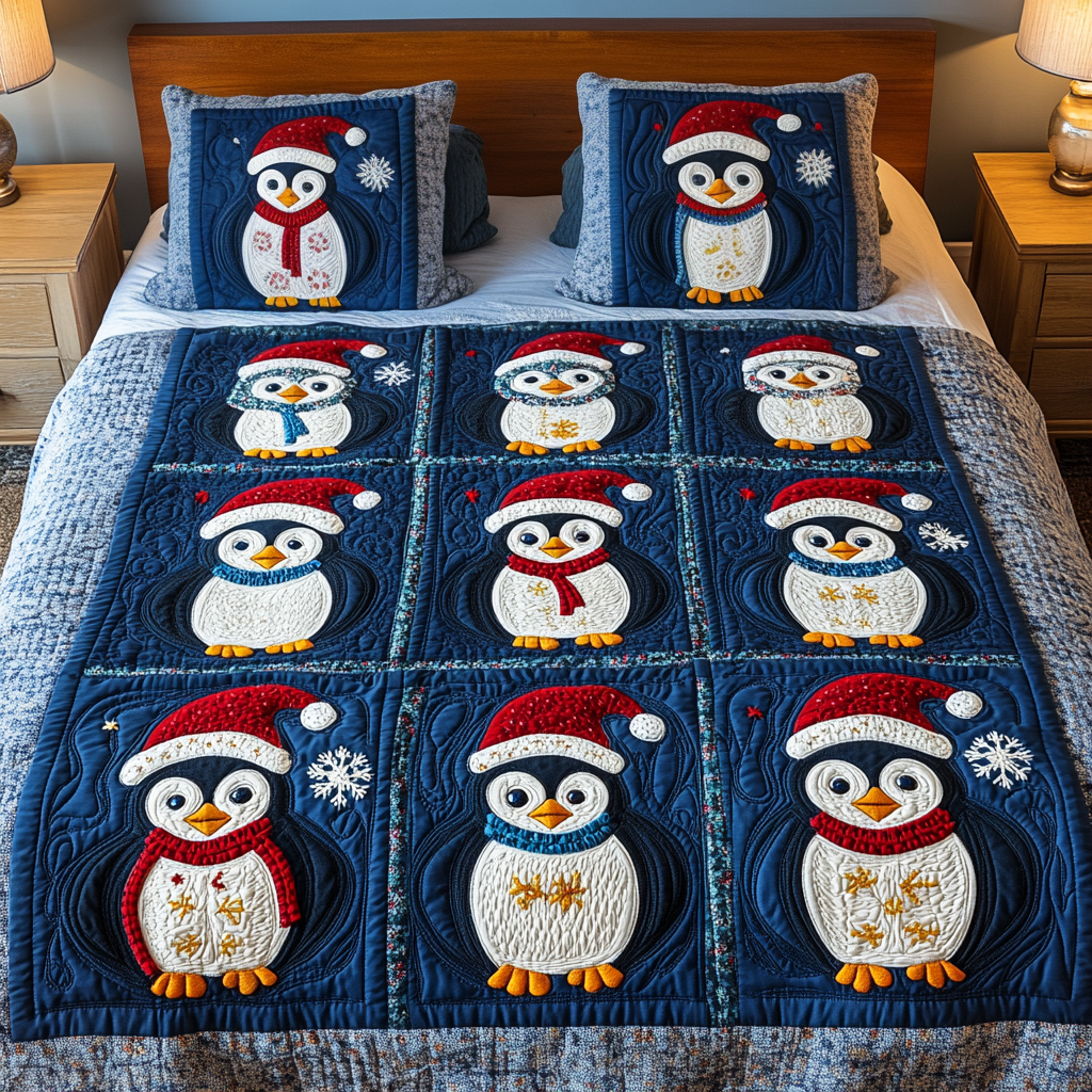 Penguin Patch Quilted Bedding Set Penguin Themed Gifts