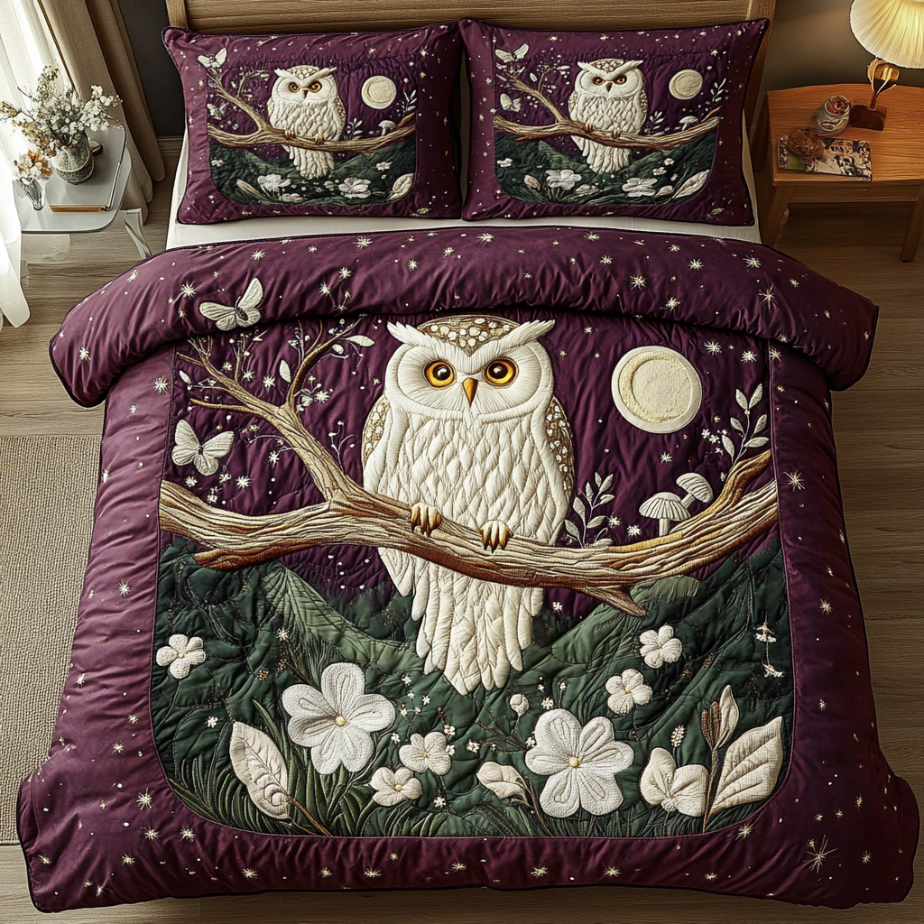 Perched Elegance Quilted Bedding Set Owl Gifts For Her