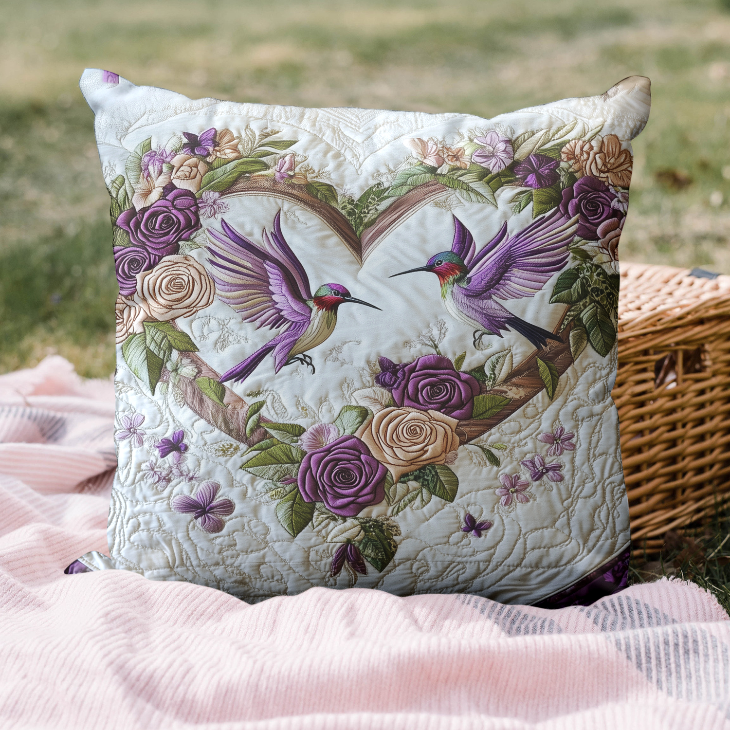 Petal Pair Quilted Pillow Case Best Gifts For Hummingbird Lovers 