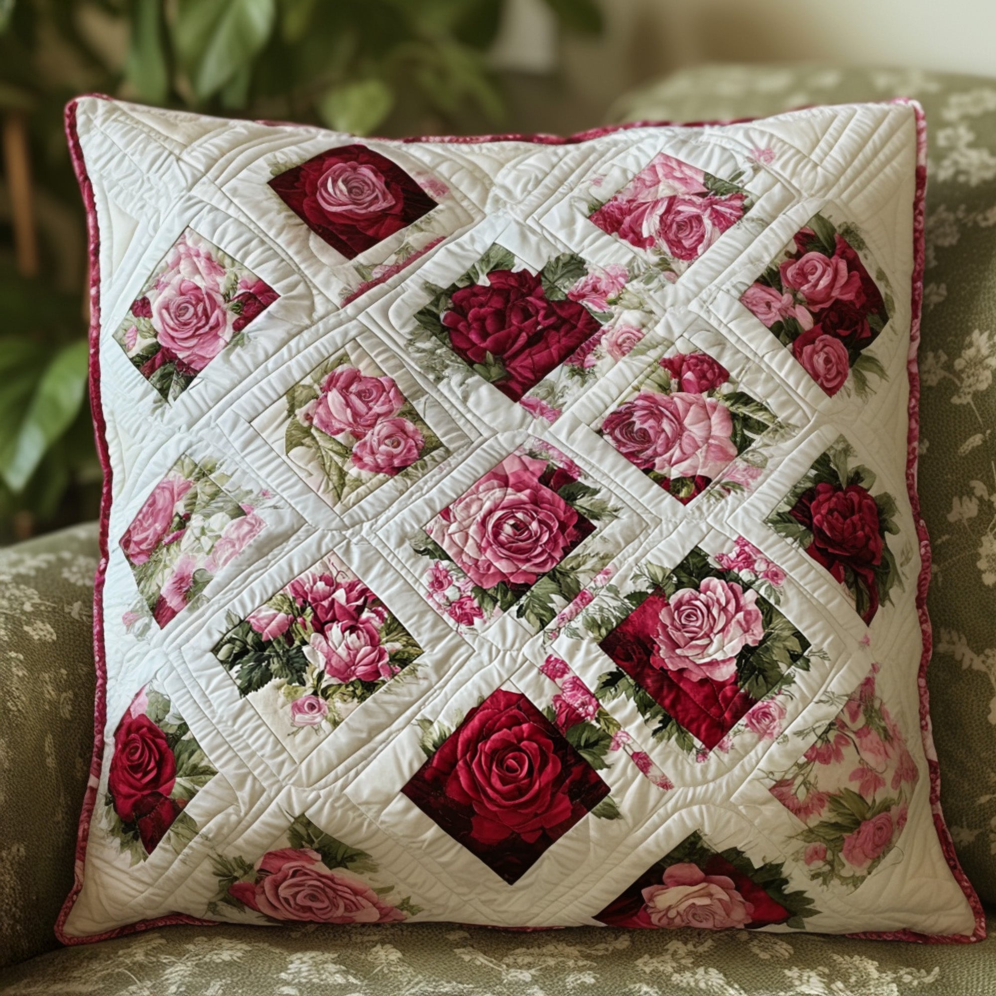 Petal Patch Quilted Pillow Case Holiday Pillow Case Christmas Gifts For Flower Lovers