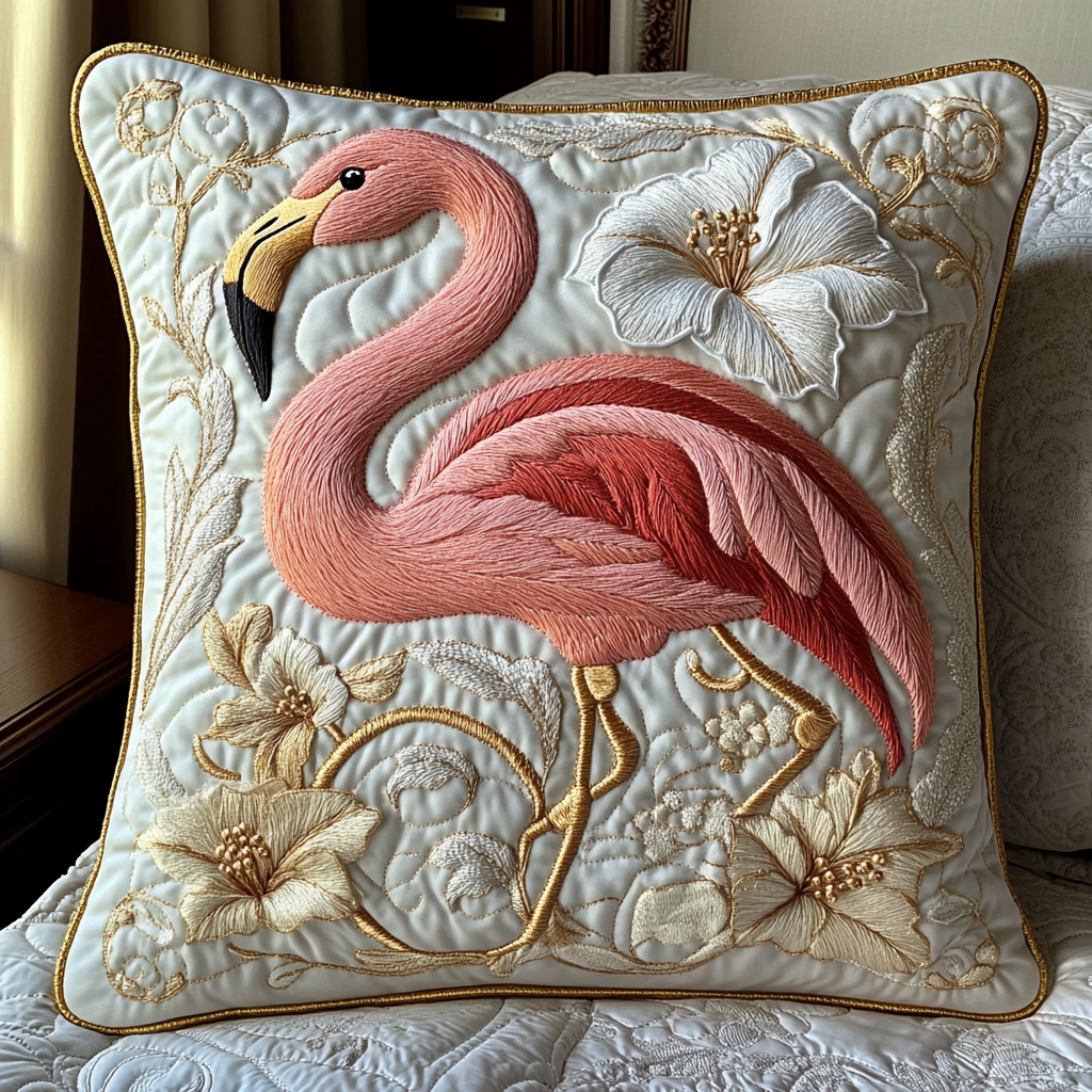 Pink Flamingo Quilted Pillow Case Home Decor Pillow Covers Flamingo Based Gifts