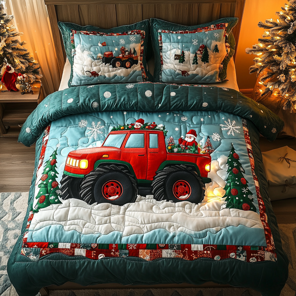 Polar Express Truck Quilted Bedding Set Mom And Daughter Gifts