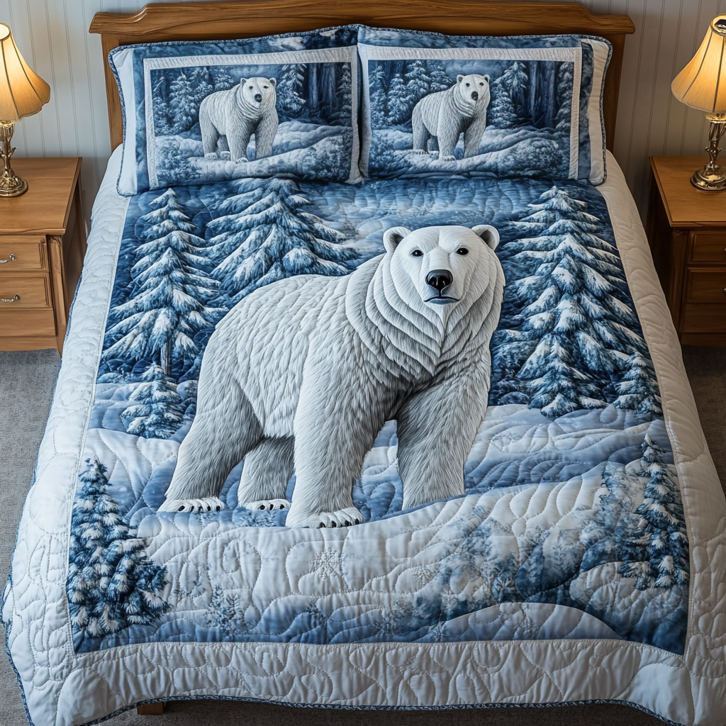 Polar Glow Quilted Bedding Set Bear Gifts For Her