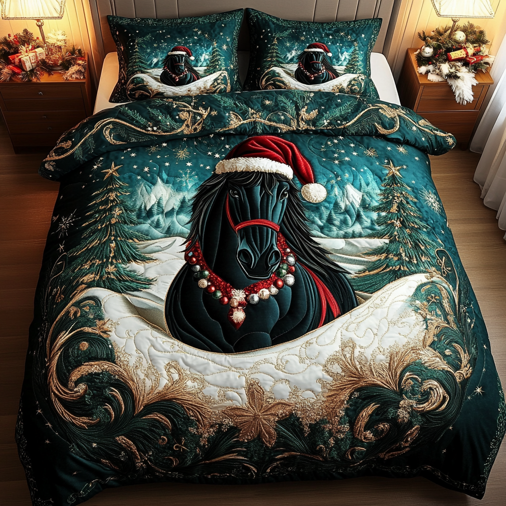 Prairie Runner Quilted Bedding Set Unique Gifts For Horse Lovers