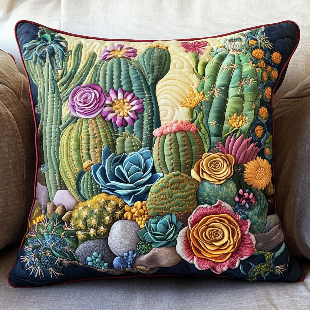 Prickly Perfection Quilted Pillow Case Throw Pillow Covers Christmas Cactus Gift