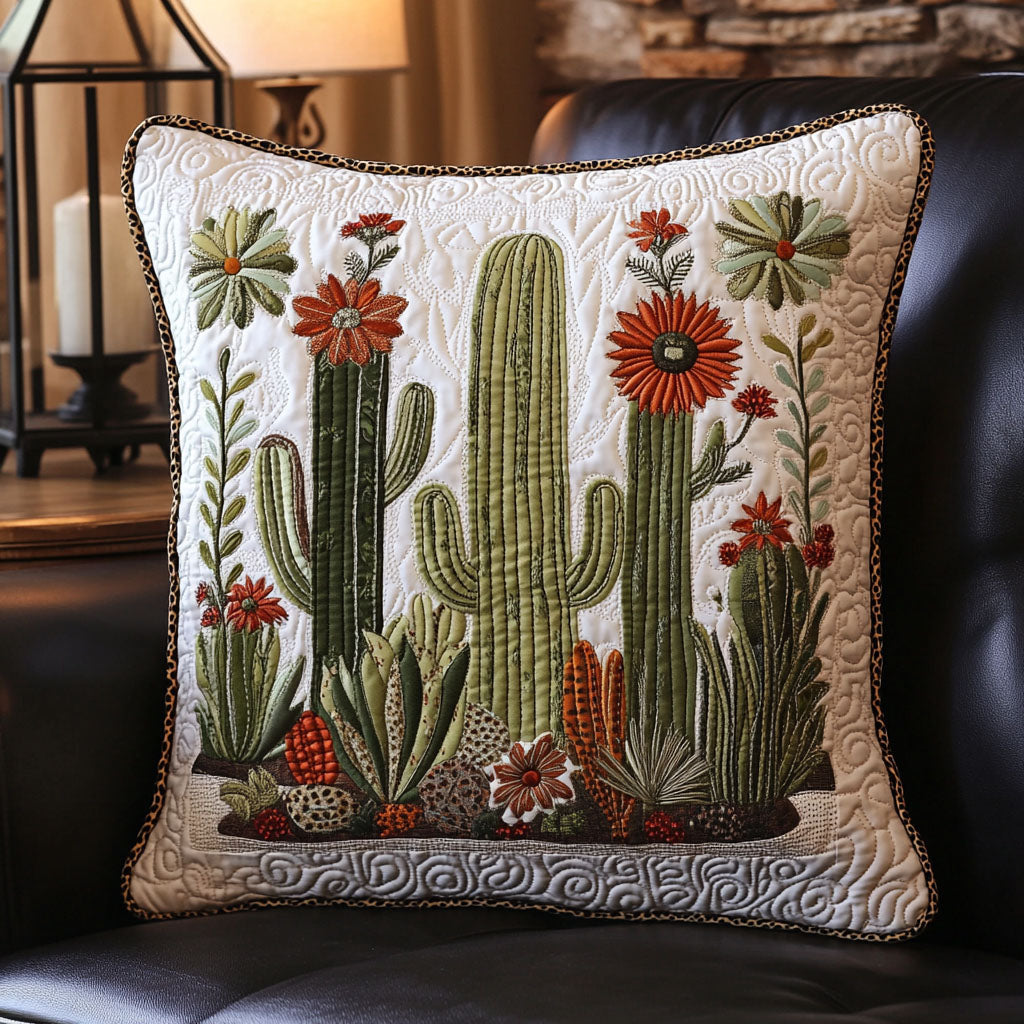 Prickly Shadows Quilted Pillow Case Best Cool Pillow Cases Unique Cactus Gifts