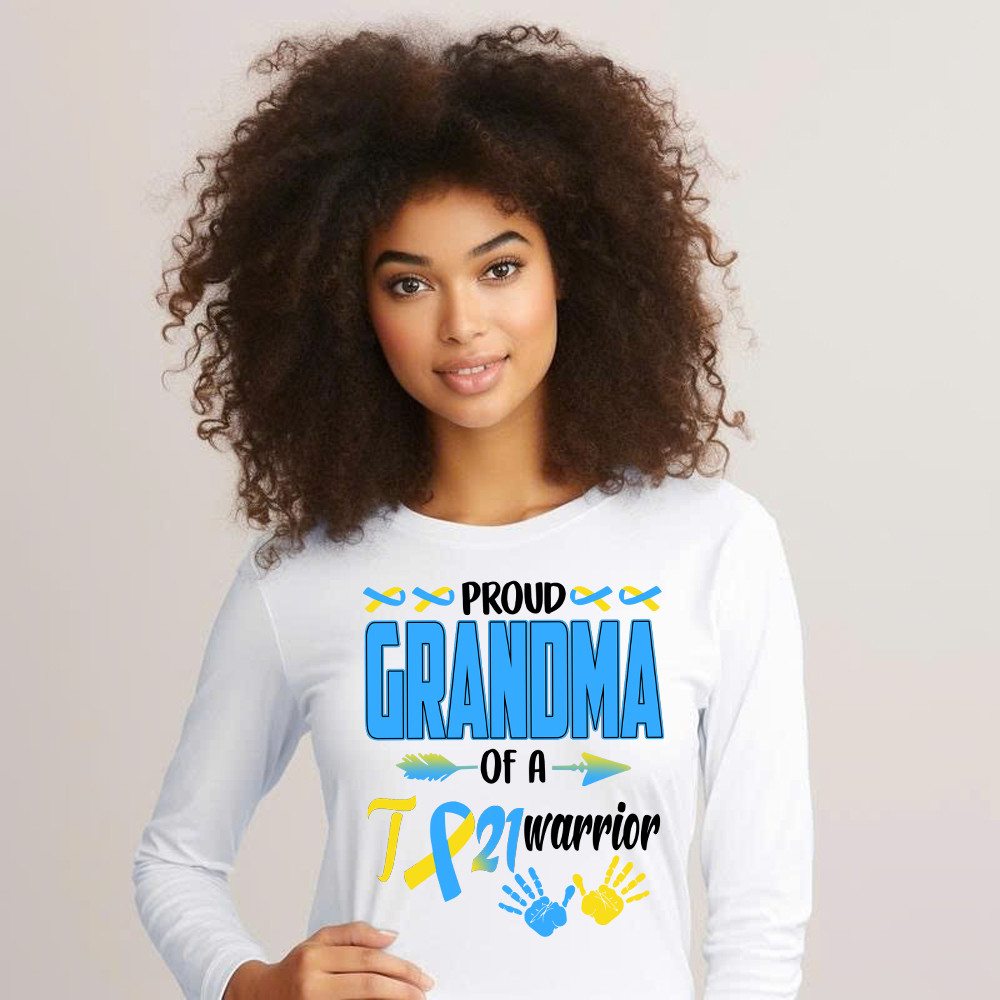 Proud Grandma Of A 21 Warrior Shirt Down Syndrome Awareness Matching Family Long Sleeve Shirt Gift Basgiathsweatshirts - Image 4