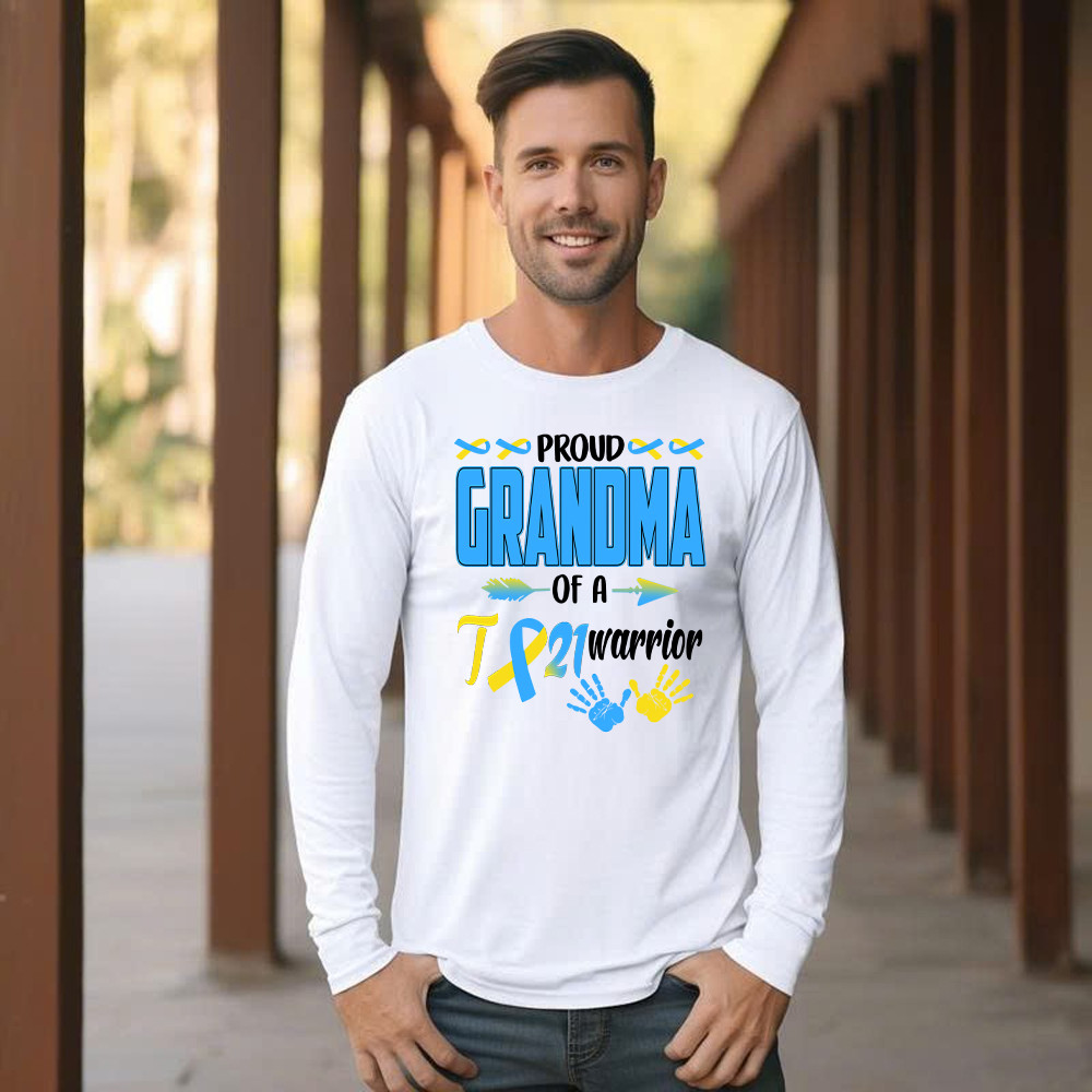 Proud Grandma Of A 21 Warrior Shirt Down Syndrome Awareness Matching Family Long Sleeve Shirt Gift Basgiathsweatshirts - Image 2
