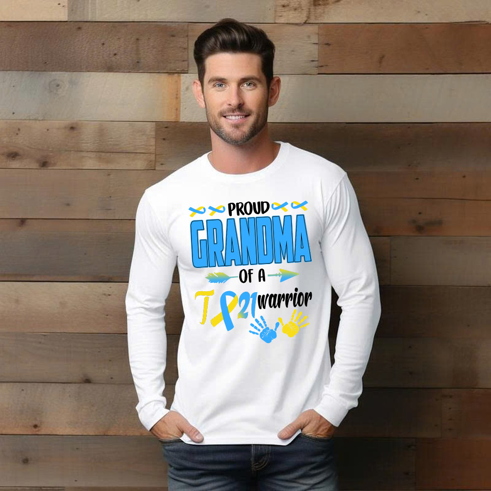 Proud Grandma Of A 21 Warrior Shirt Down Syndrome Awareness Matching Family Long Sleeve Shirt Gift Basgiathsweatshirts - Image 5