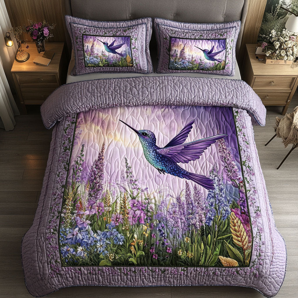 Purple Sunset Bird Quilted Bedding Set Best Comforter Sets Hummingbird Themed Birthday Presents