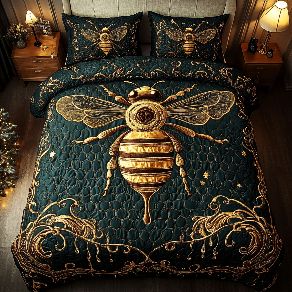 Queen Bee Glory Quilted Bedding Set Bee Merchandise