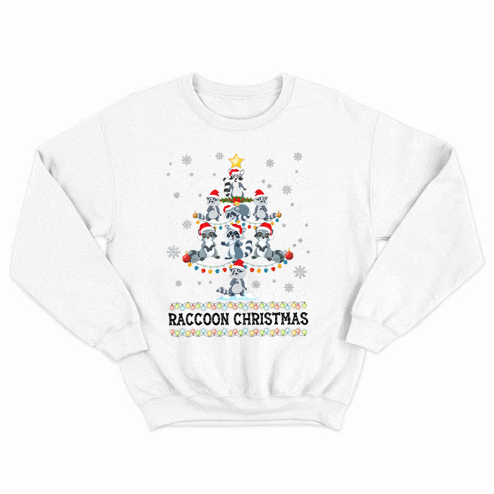 Raccoon Christmas Tree Shirt Racoon Fun Holiday Sweatshirt Xmas Gift Ideas For Her Basgiathsweatshirts