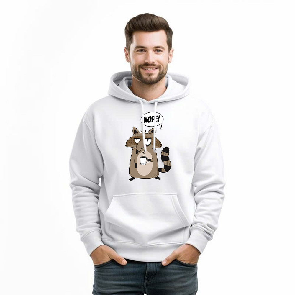 Racoon Morning Coffee Nope Hoodie Hilarious Funny Racoon Shirt Graphic Tee Basgiathsweatshirts - Image 2