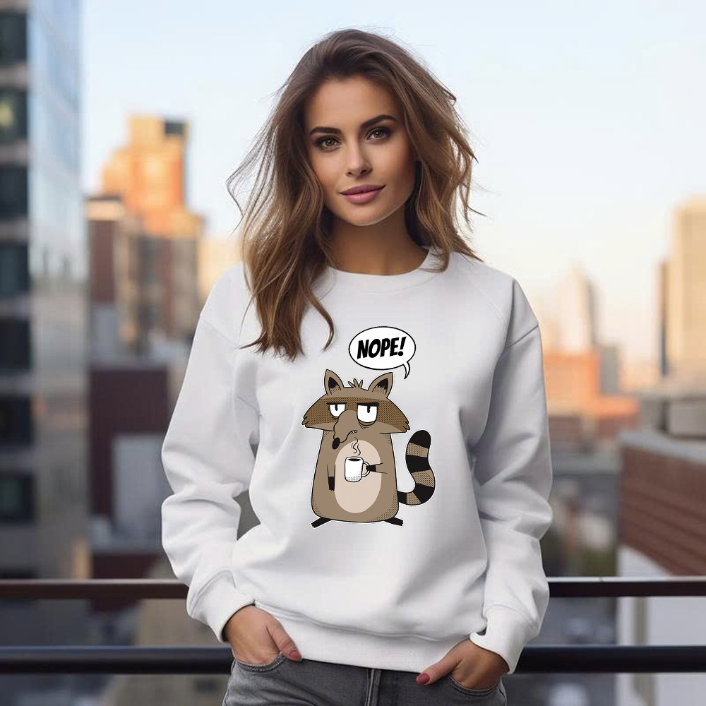 Racoon Morning Coffee Nope Sweatshirt Hilarious Funny Racoon Shirt Graphic Tee Basgiathsweatshirts - Image 3