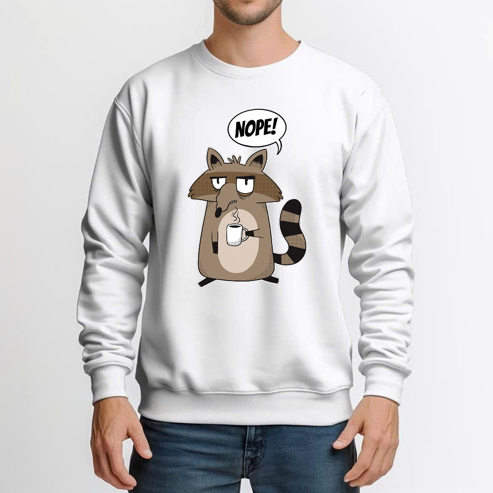 Racoon Morning Coffee Nope Sweatshirt Hilarious Funny Racoon Shirt Graphic Tee Basgiathsweatshirts - Image 4
